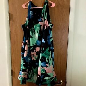 Vince Camuto Sz 24 W Black Floral Muti Color Dress